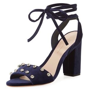 Loeffler Randall Elayna Heels Blue Velvet Crystal Studded Size 9.5 NWOT